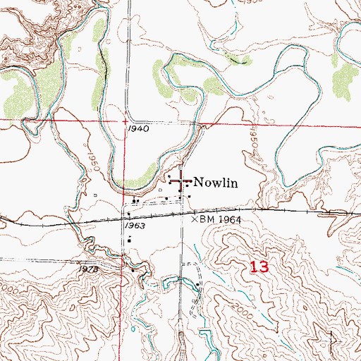 Topographic Map of Nowlin, SD
