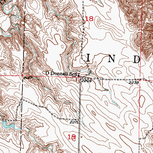 Topographic Map of O Donnell School, SD