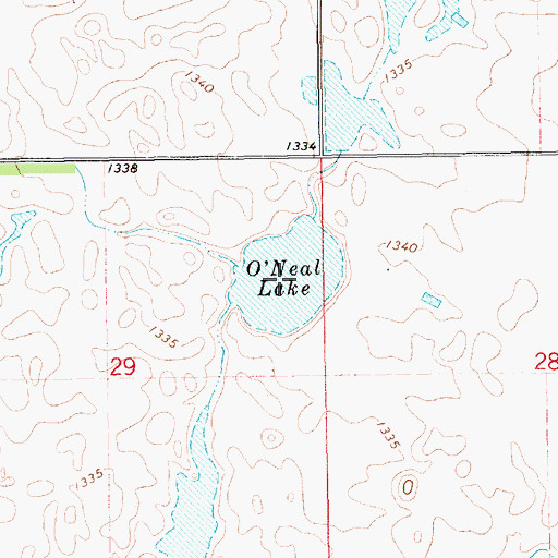 Topographic Map of O'Neal Lake, SD