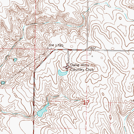 Topographic Map of Oahe Hills Country Club, SD