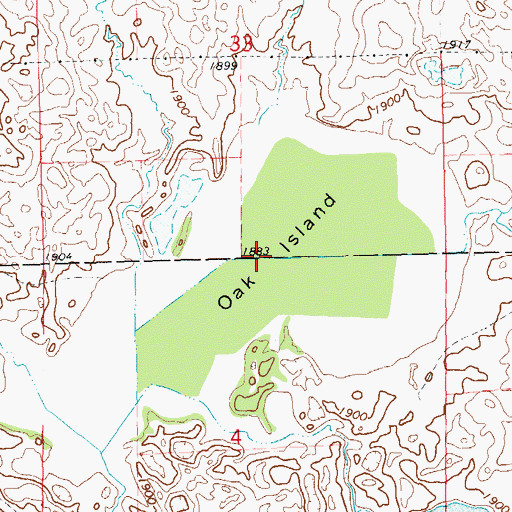 Topographic Map of Oak Island, SD