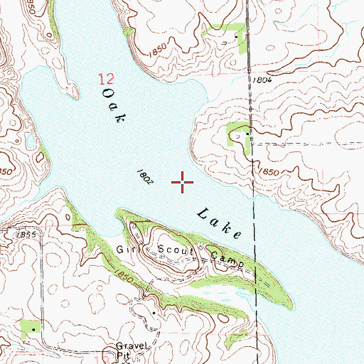 Topographic Map of Oak Lake, SD