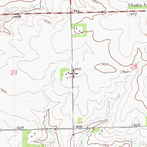 Topographic Map of Oakwood School, SD