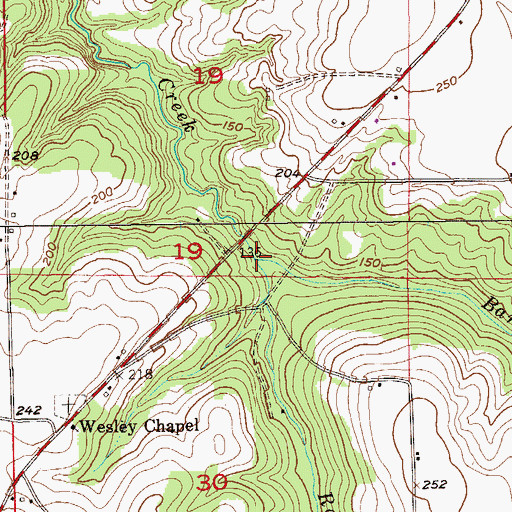 Topographic Map of Roaring Creek, AL