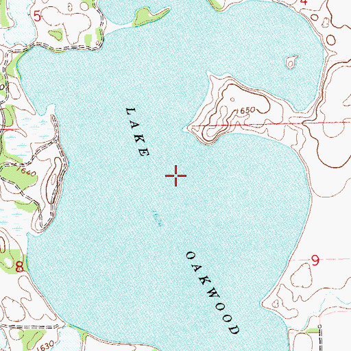 Topographic Map of Lake Oakwood, SD