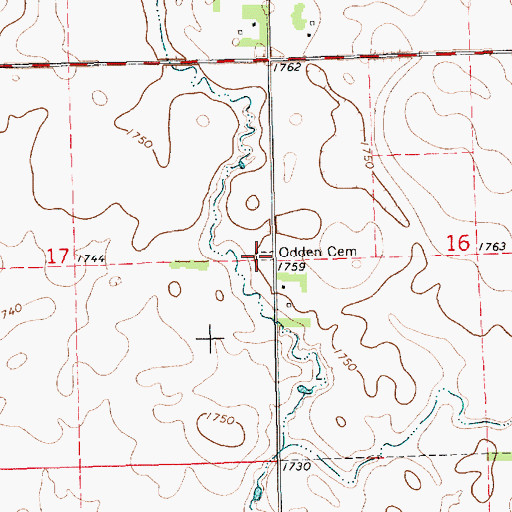 Topographic Map of Odden Cemetery, SD
