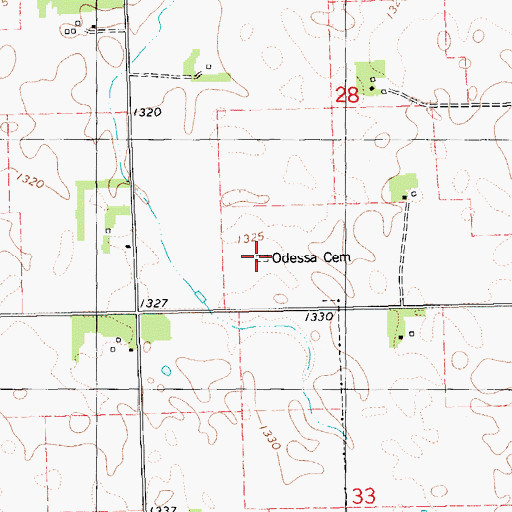 Topographic Map of Odessa Cemetery, SD