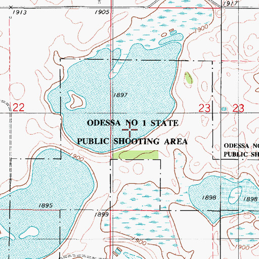 Topographic Map of Odessa Number 1 State Public Shooting Area, SD