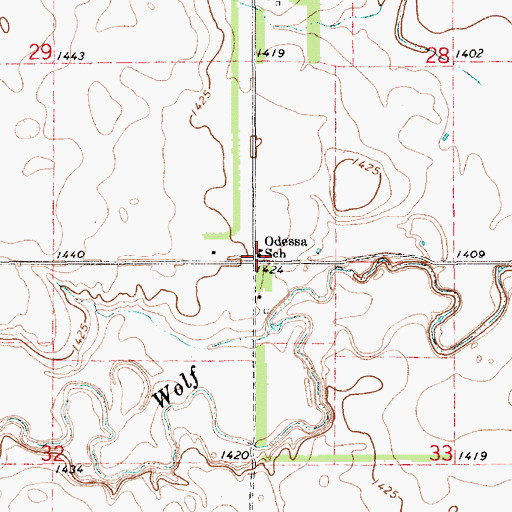 Topographic Map of Odessa School, SD