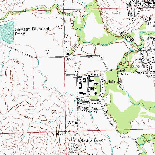 Topographic Map of Oglala School, SD