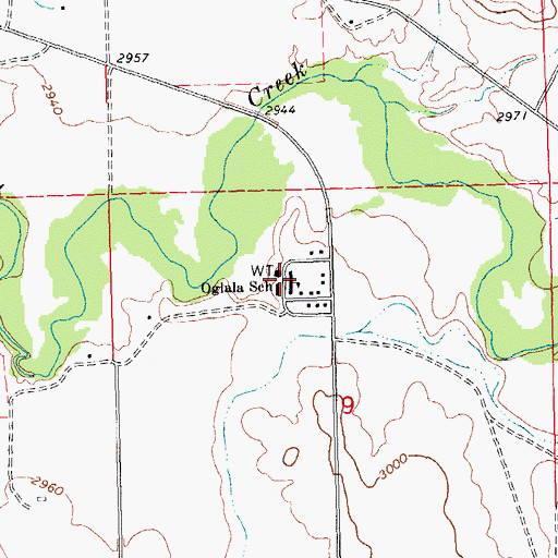 Topographic Map of Oglala School, SD
