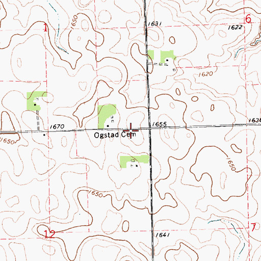 Topographic Map of Ogstad Cemetery, SD