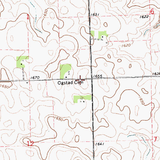 Topographic Map of Ogstad Cemetery, SD
