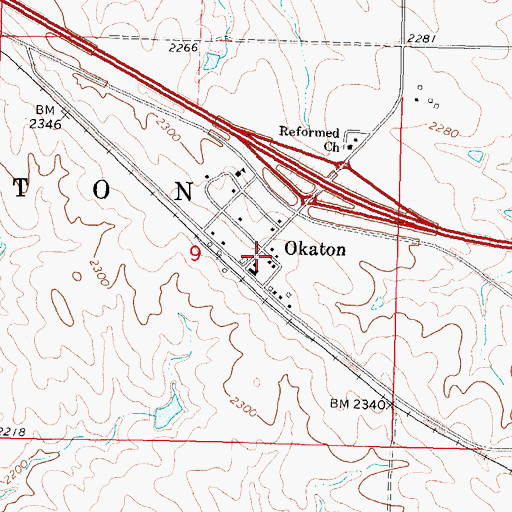 Topographic Map of Okaton, SD