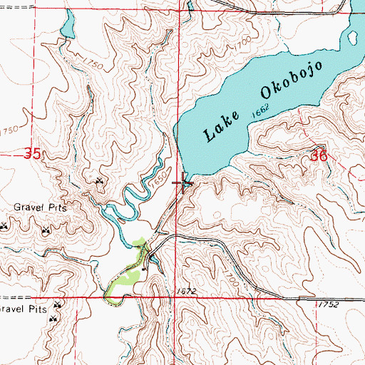 Topographic Map of Lake Okobojo, SD