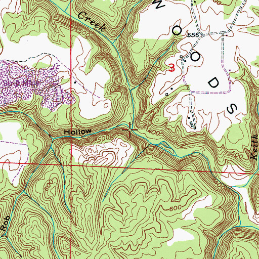 Topographic Map of Rob Hollow, AL