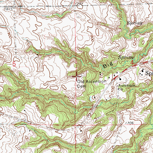 Topographic Map of Old Ascension Cemetery, SD