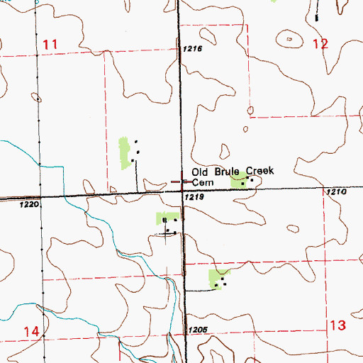 Topographic Map of Old Brule Creek Cemetery, SD