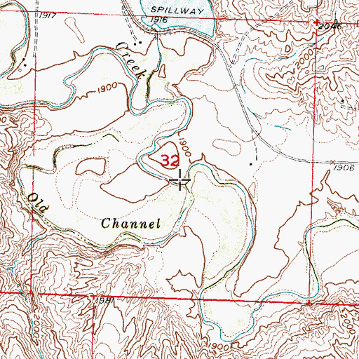 Topographic Map of Old Channel Cherry Creek, SD
