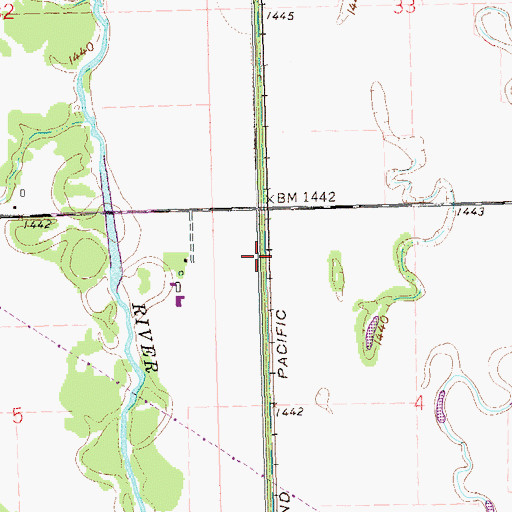 Topographic Map of Old Diversion Ditch, SD