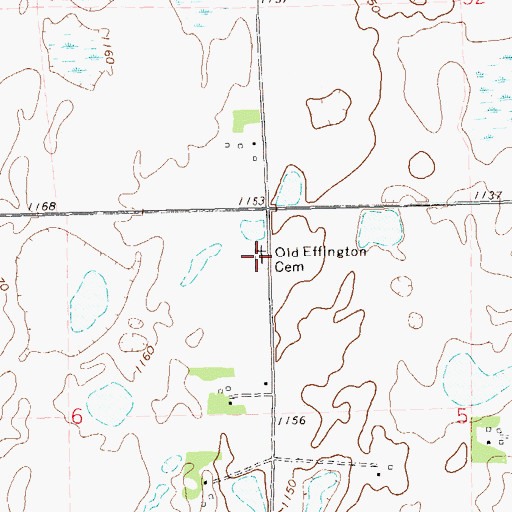 Topographic Map of Old Effington Cemetery, SD