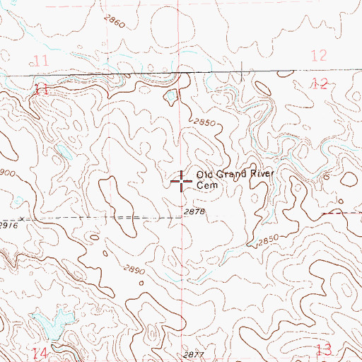 Topographic Map of Old Grand River Cemetery, SD