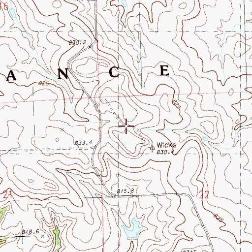 Topographic Map of Old Johnson School, SD