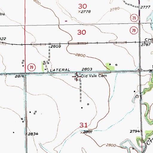 Topographic Map of Old Vale Cemetery, SD