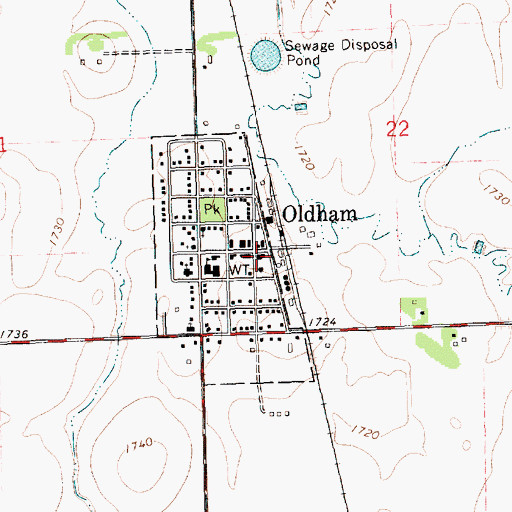Topographic Map of Oldham, SD