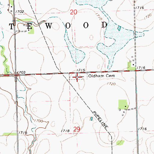 Topographic Map of Oldham Cemetery, SD