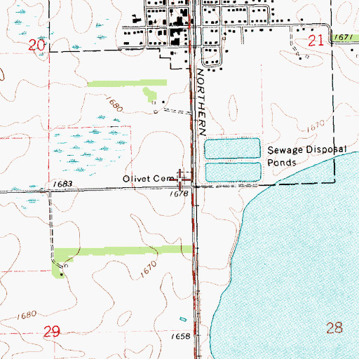 Topographic Map of Olivet Cemetery, SD
