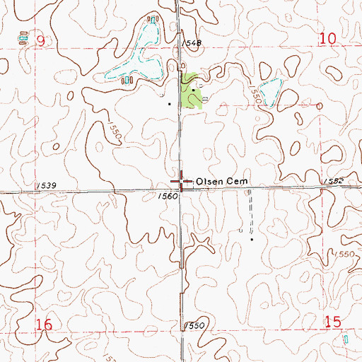 Topographic Map of Olsen Cemetery, SD
