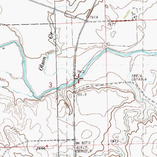 Topographic Map of Olson Creek, SD