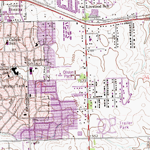 Topographic Map of Olson Park, SD