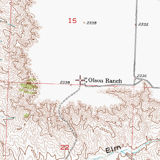 Topographic Map of Olson Ranch, SD