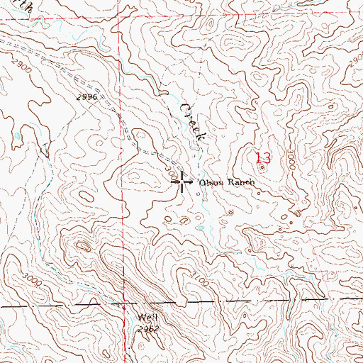 Topographic Map of Olson Ranch, SD