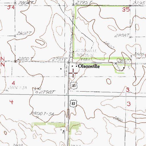 Topographic Map of Olsonville, SD