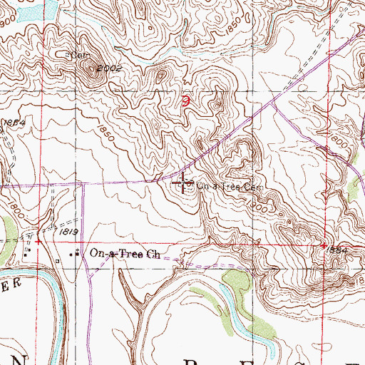 Topographic Map of On - a - Tree Cemetery, SD