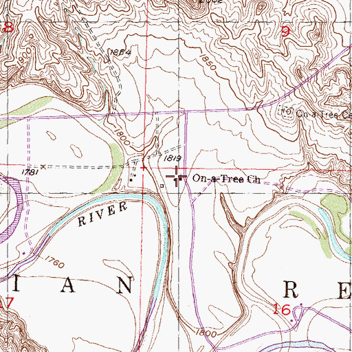 Topographic Map of On-a-Tree Church, SD