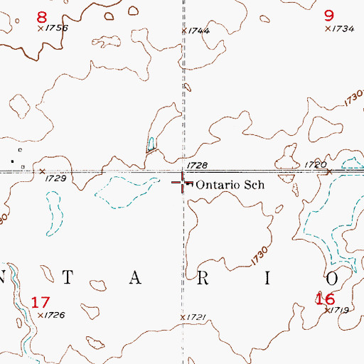 Topographic Map of Ontario School, SD