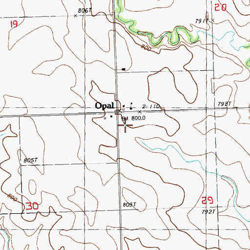 Topographic Map of Opal, SD