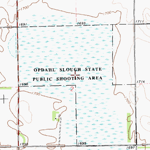 Topographic Map of Opdahl Slough State Public Shooting Area, SD