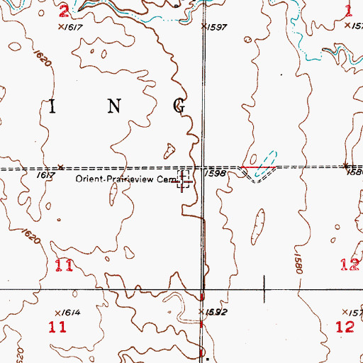 Topographic Map of Orient - Prairieview Cemetery, SD