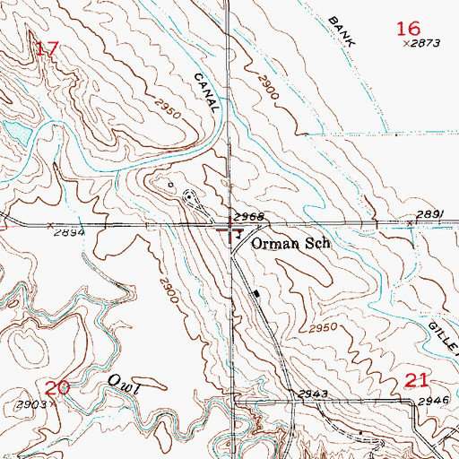 Topographic Map of Orman School, SD