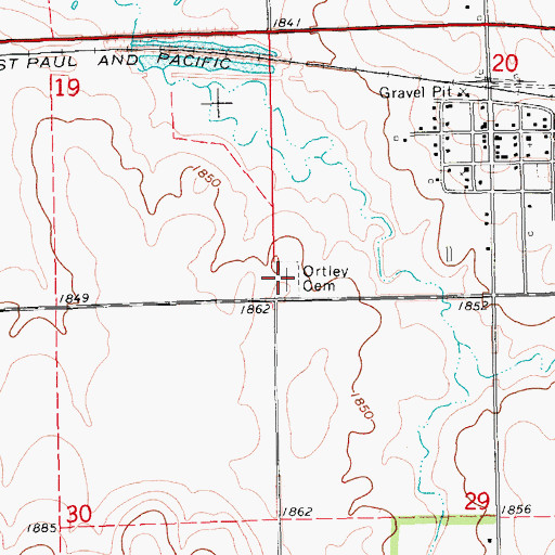 Topographic Map of Ortley Cemetery, SD