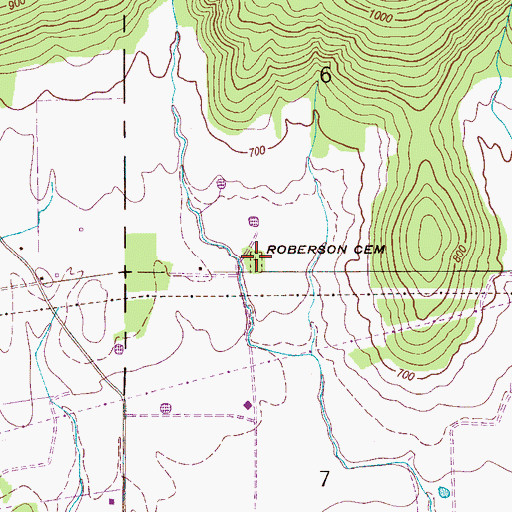 Topographic Map of Roberson Cemetery, AL