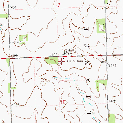 Topographic Map of Oslo Cemetery, SD