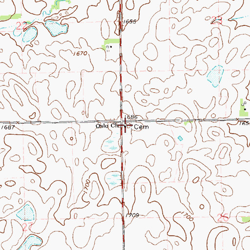 Topographic Map of Oslo Church, SD