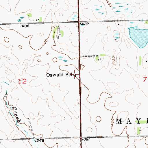 Topographic Map of Oswald School, SD