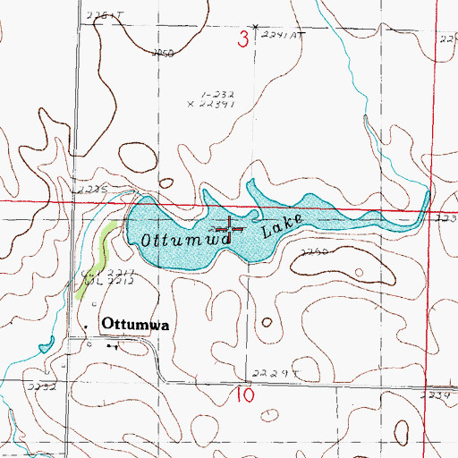 Topographic Map of Ottumwa Lake, SD